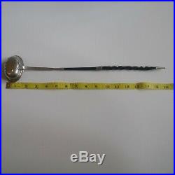 RARE c. 1743 18th CENTURY ANTIQUE GEORGIAN SOLID SILVER PUNCH SPOON WITH HORN