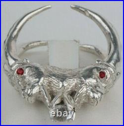 RING Devil SATAN Evil Lucifer Mephistopheles STERLING Silver 925 Goat with horns