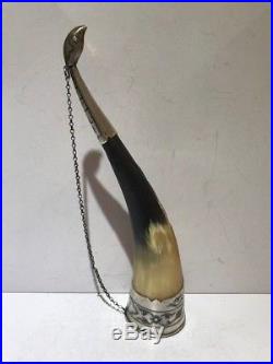RUSSIAN 875 Niello Silver Drinking Wine Horn with Bird Head