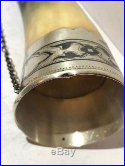 RUSSIAN 875 Niello Silver Drinking Wine Horn with Bird Head