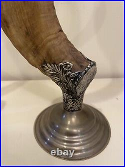 Ram Horn Candlestick Holders with Silver and Brass