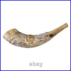 Ram Horn Shofar Silver Coated With Lion Of Judah 12-14 Plus Bag