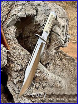 Rare 17 Custom Handmade D2-Tool Steel HUNTING Bowie Knife With STAG HORN HANDLE