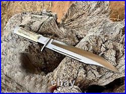 Rare 17 Custom Handmade D2-Tool Steel HUNTING Bowie Knife With STAG HORN HANDLE