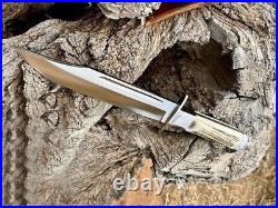 Rare 18 Custom Handmade D2-Tool Steel HUNTING Bowie Knife With STAG HORN HANDLE