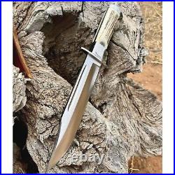Rare 20 Custom Handmade D2-Tool Steel HUNTING Bowie Knife With STAG HORN HANDLE