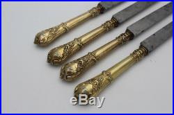 Rare Antique French Solid Silver Gilt Cutlery With Horned Faun Satyr Mascaron