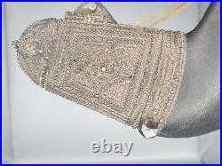 Rare Antique Omani Silver Jambiya Dagger with Horn Handle