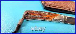 Rare CISCO Custom Gents Knife Jigbone Stag + Pigskin Sheath Chuck Syslo Omaha NE