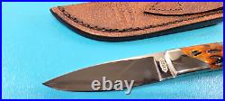 Rare CISCO Custom Gents Knife Jigbone Stag + Pigskin Sheath Chuck Syslo Omaha NE