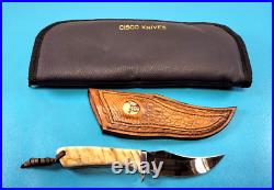 Rare CISCO Custom Knife Trailing Hunter Sheep Horn Handle + Sheath Chuck Syslo