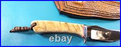 Rare CISCO Custom Knife Trailing Hunter Sheep Horn Handle + Sheath Chuck Syslo