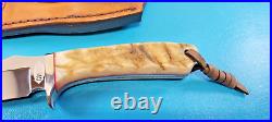 Rare CISCO Custom Knife Trailing Hunter Sheep Horn Handle + Sheath Chuck Syslo