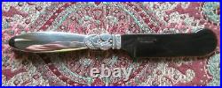 Rare Cactus Georg Jensen Caviar Knife 6 With Horn Blade, Sterling Silver