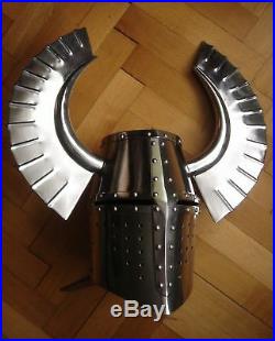 Rare Templar Knight Crusader Armour Helmet With Metal Horns Medieval Gift