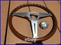 Rare Thing Nardi 36.5 Classic Wood Polish Silver With Horn Button Old Car Things