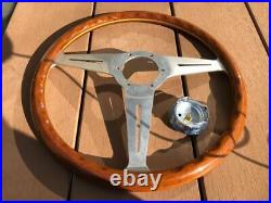 Rare Thing Nardi 36.5 Classic Wood Polish Silver With Horn Button Old Car Things