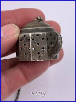 Rare antique Victorian Austrian sterling silver tea strainer infuser with horns