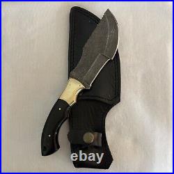 Ravenscraft ES Handmade Damascus Steel, Tracker Knife with Horn Handle and Sheath