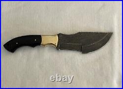 Ravenscraft ES Handmade Damascus Steel, Tracker Knife with Horn Handle and Sheath