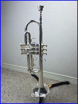 Return Wisemann DTR-500SP New C Silver Trumpet with Gold Trim Great Horn