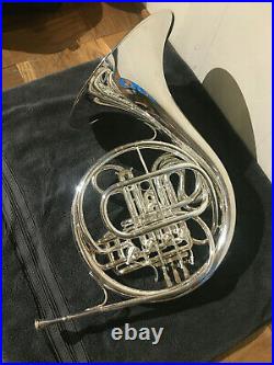 Reynolds silver used double French Horn with carrying/storage case
