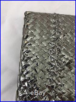 Rosana Bernandes Silver Metallic Woven Clutch with Horn