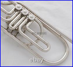 Rotary Valves Bass Trumpet Bb Silver nickel horn With case
