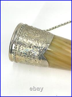 Russian. 875 Silver and Niello Drinking Cup Horn with Duck Head Mouth (#5578)