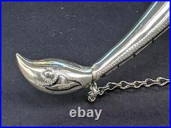 Russian silver horn shaped drinking cup vessel hallmarked with damask inlay