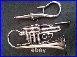 SALE Echo Cornet 4-Valve Echo Silver Nicely Tuned with Hard case Mouthpiece