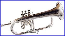 SALE NEW FLUGLE HORN 3 VALVE Bb PITCH NICKLE SILVER WITH CASE & MP GIFT FOR HER