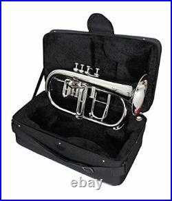 SALE ON NEW SILVER 4 VALVE Bb/F FLUGEL HORN WITH FREE CASE+MOUTHPIECE