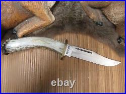 SILVER STAG XL Fixed Hunting Knife w Carbon/Crome Blade and a TQ Leather Sheath