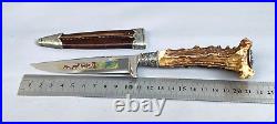 SOLINGEN SCHARF MOLYBDENUM German Hunting Knife Horn Handle NEW with Case