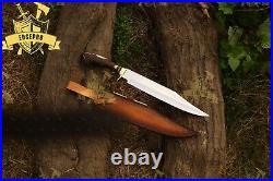 STAG ANTLER HANDLE BRASS THICK GUARD HUNTING SURVIVAL CAMP BOWIE KNIFE EDC sharp