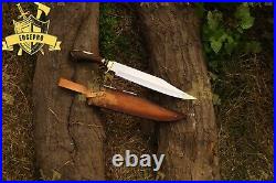 STAG ANTLER HANDLE BRASS THICK GUARD HUNTING SURVIVAL CAMP BOWIE KNIFE EDC sharp