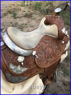 STUNNING Broken Horn Western Pleasure Show Saddle With Sterling Silver Accents