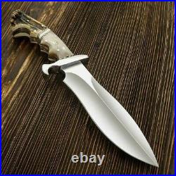 STUNNING CUSTOM Handmade D2 TOOL STEEL BLADE LATEST BOWIE DESIGN RAM HORN Handle