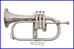 SUMMER SALE! BRAND NEW SILVER Bb FLAT FLUGEL HORN WITH FREE CASE M/P+FAST SHIP