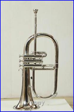 Sai Musical Flugel Horn 3 Valve Bb Nickel With Hard Case Mouthpiece Silver
