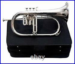 Sai Musical Flugel Horn 3 Valve Bb Nickel with Hard Case Mouthpiece Silver