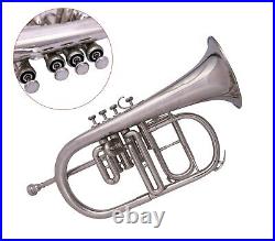 Sai Musical India Flugel Horn, Bb 4 Valve (Nickel) With Hard Case & mp