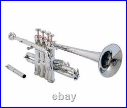 Sai Musical Piccolo Trumpet Bb Nickel Silver With Case Mouthpiece Nicely Tuned