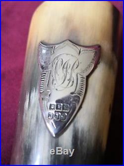Scottish Cow's Horn Hunting Beaker Cup with Glasgow Silver Mount Hallmarked 1900