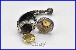 Scottish Silver and Horn Vinaigrette Scent Bottle with Cairngorm Stone & Thistle