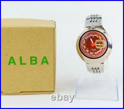 Seiko Men's Watch 1990's ALBA AKA V707-0A10 Orange Unicorn Horn With Box #1158