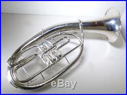 Selman Baritone Horn Bb 3-Valve, Curved Bell, Silver Color, with Case