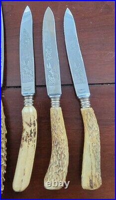 Set Of 8 Solingen Knives Rostfrei With Stag Horn Handles