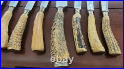 Set Of 8 Solingen Knives Rostfrei With Stag Horn Handles